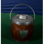 A wood biscuit barrel