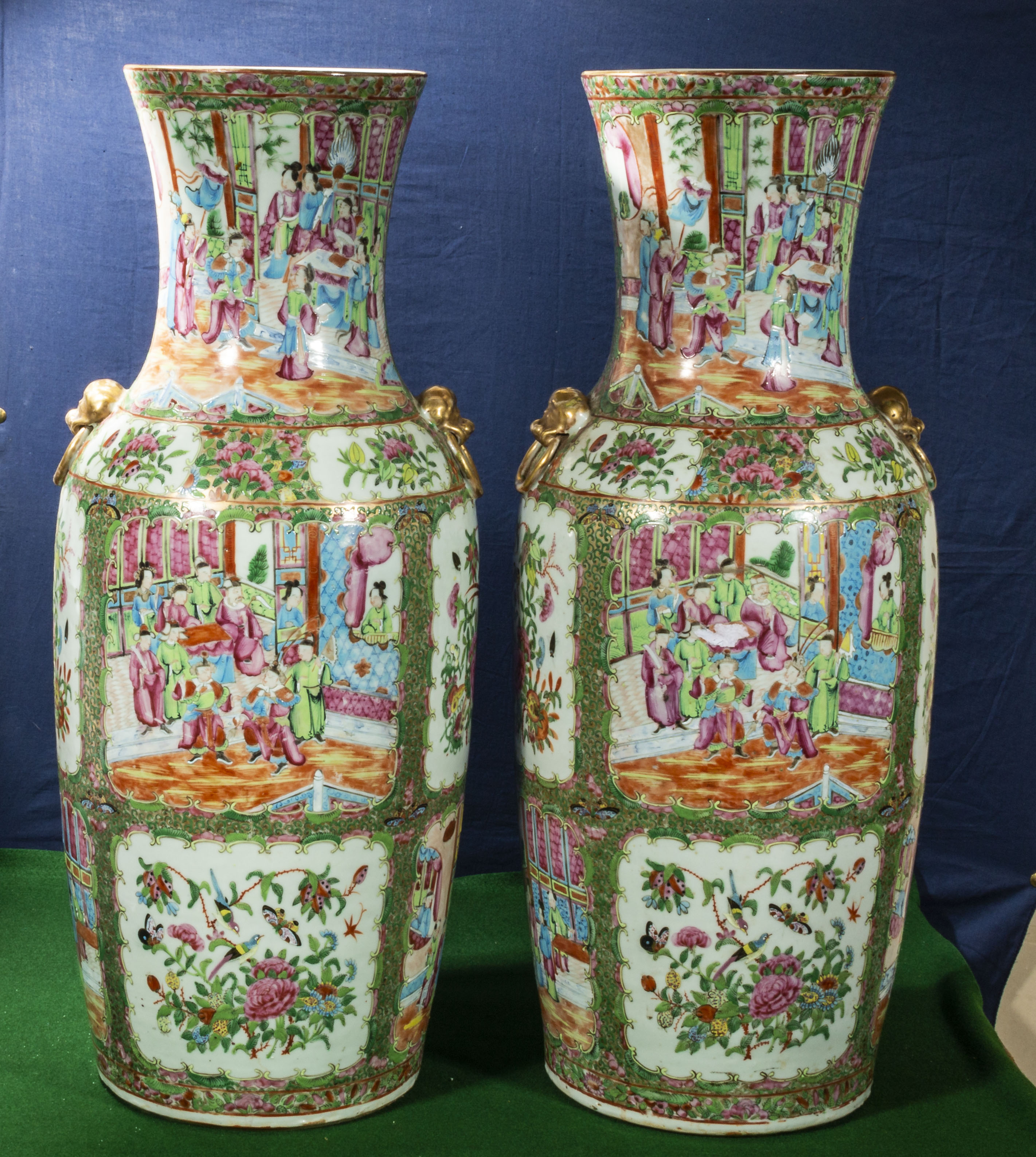 A large and impressive pair of Chinese Canton vases, perfect condition and signed, 62cm tall,