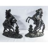 Pair of Victorian marly horses in spelter AF