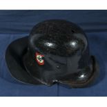 A scarce WW2 double decal Railway crew firemans helmet. With full liner and chinstrap.