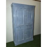 A Victorian painted four door kitchen cupboard