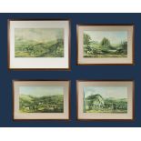 Four framed prints depicting rural scenes