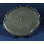 An Art Nouveau pewter tray circa 1900 stamped Kayserzinn 4174