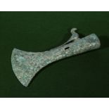 A Chinese Warring States dynasty style bronze pole axe with bird decoration