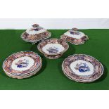 Eight Copeland plates, comport and tureen