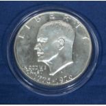 A 1976 silver Ike Liberty dollar