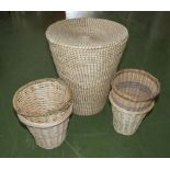 A wicker laundry basket and others