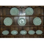 A collection of celadon fish plates