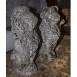 A pair of reconstituted stone lions