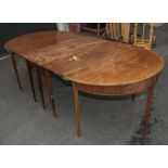 A Georgian D end mahogany dining table 2 D ends and drop leaf centre