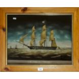 A framed print of a ship 'The Blenheim East Indiaman'