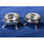 A pair of Georgian silver salts marks for London dated 1757, 173gms