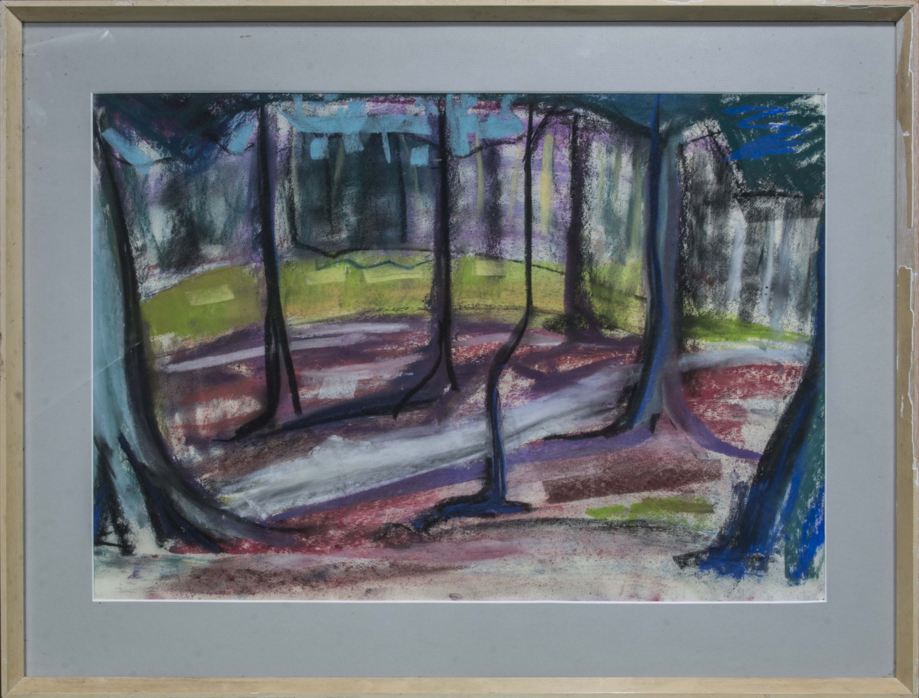 A framed pastel 'Forte de Senile' by Mimi Carter Boyer 1961, exhibited at Boodle Gallery New York,