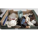 A box of assorted pottery