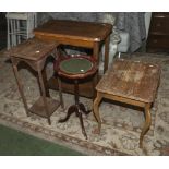 A plant stand, two occasional tables and a wine table