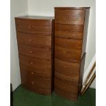 A chest of six drawers and two bedside drawers