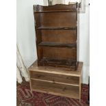 A shoe rack and an open bookcase