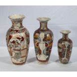 Three Oriental pottery vases
