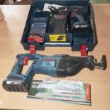 A Bosch cordless drill and bits plus a Bosch cordless sabre saw