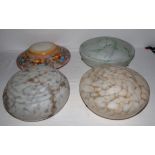 Four vintage ceiling light shades