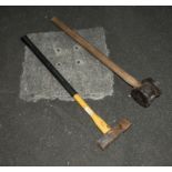 A fence post hammer and a log splitter