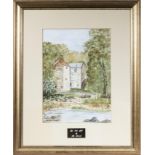 A framed watercolour entitled 'Old Mill by the Ardoch' signed Min Croy