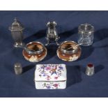 A small box containing silver and silver plated items