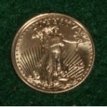 A 1999 one tenth of an ounce 22 carat gold five dollar piece