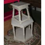 A painted side table and a stool