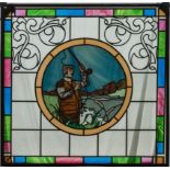 A coloured leaded glass window made for the Mansfield Bar Hawick 1993, with a fisherman scene87 by