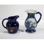 A Wade water jug and an Ironstone blue and white jug