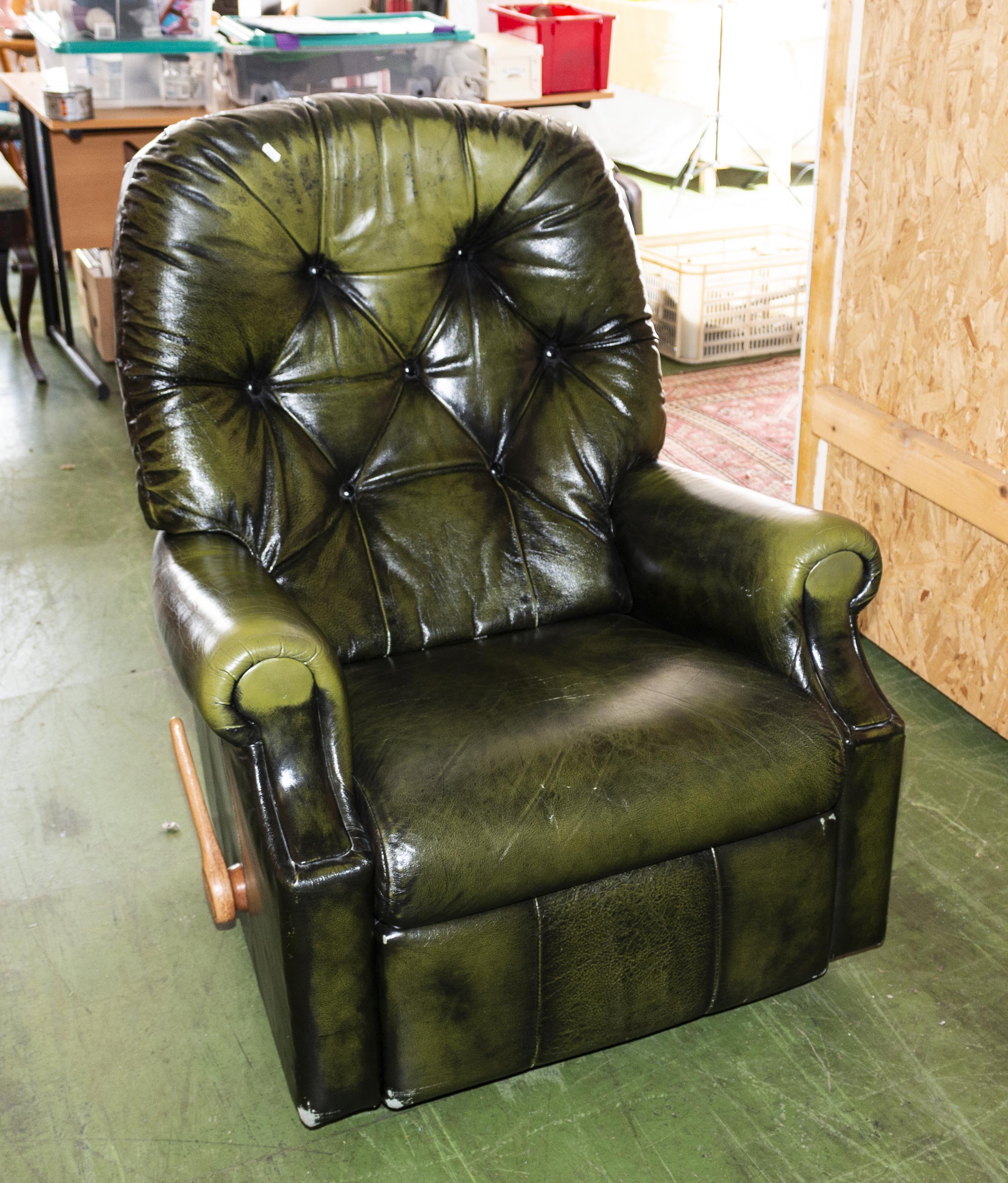 A leather lazy boy chair.