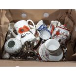 A box of assorted pottery