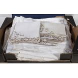 A box of vintage table linen