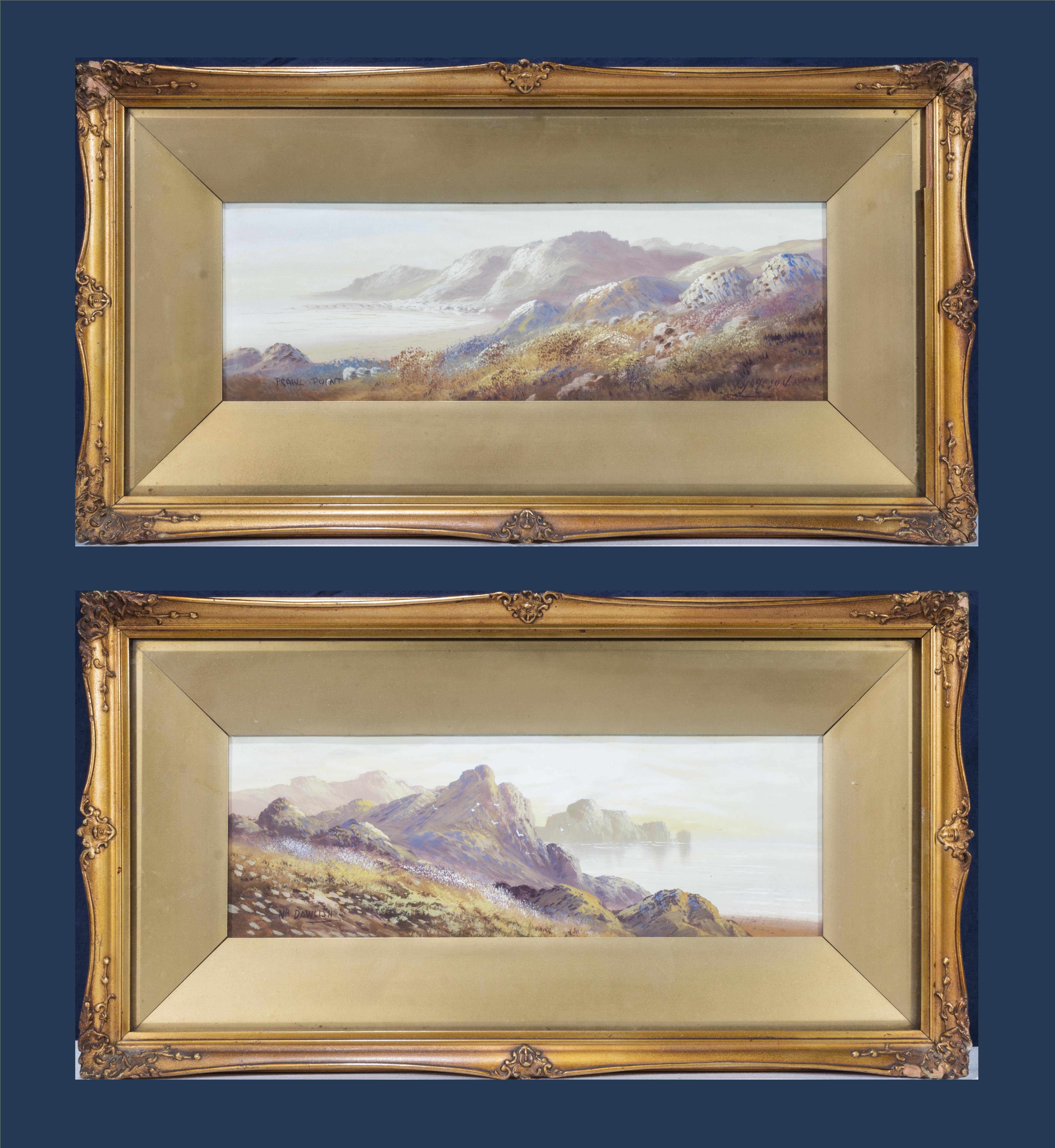 I A Jameson - A pair of gilt framed oils depicting Prawle Point Devon, signed. Image size 12cm x