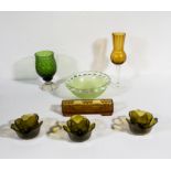 Seven pieces of art glass