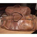 Two vintage leather holdalls