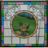 A coloured leaded glass window made for the Mansfield Bar Hawick 1993, with a golfing scene87 by