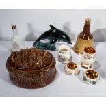 A Portmeirion crock pot, Poole dolphin and other items