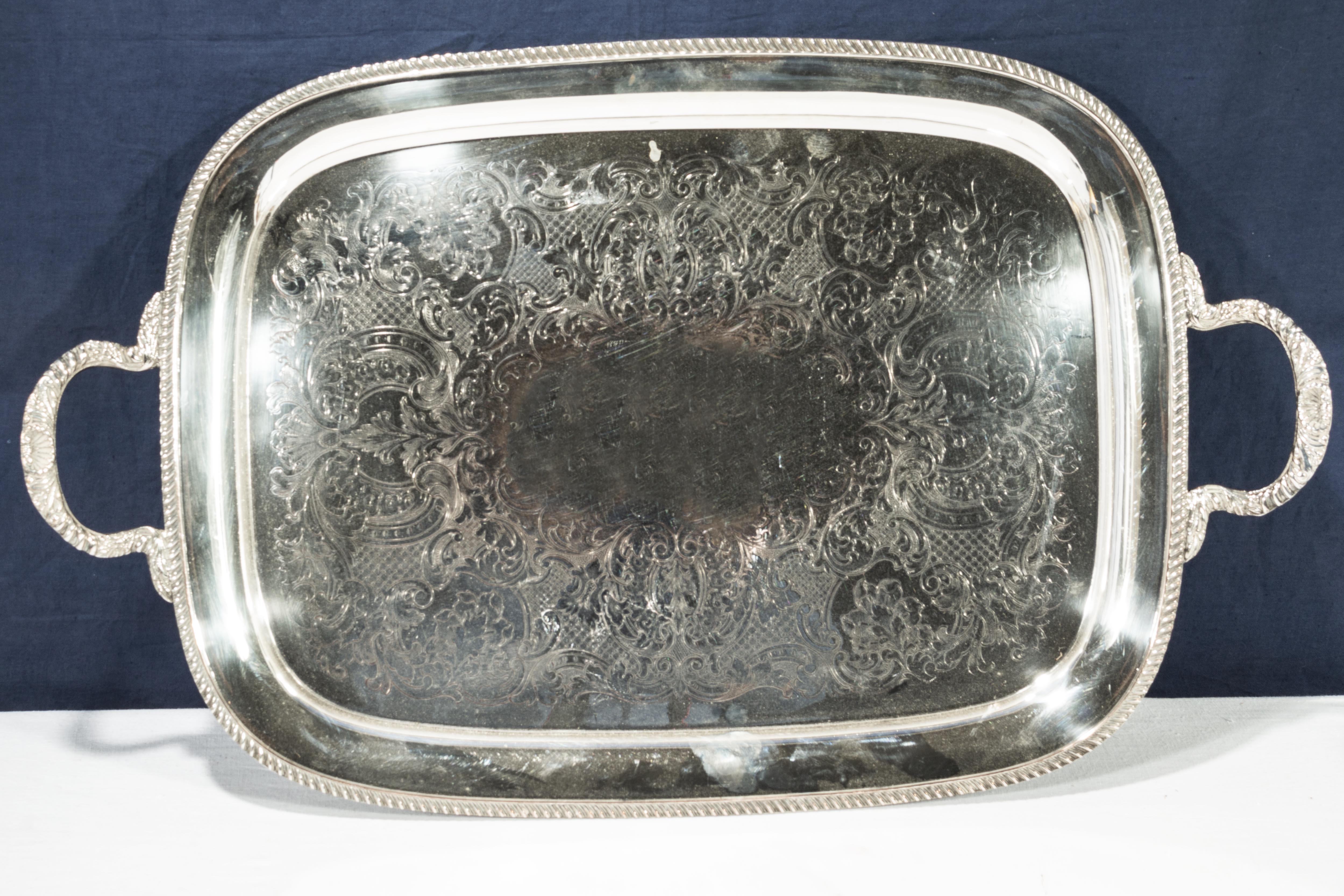 A silver plated copper tray