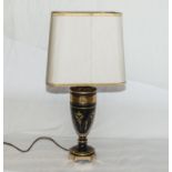 An Italian 1970's Mangami porcelain black and gilded table lamp