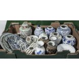 A box containing assorted Oriental style pottery