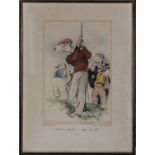 Edmund Blampied - A framed print depicting dogs playing golf, signed in pencil