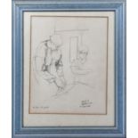 A pencil drawing signed Bruce Noble, image size 29cm x 22cm