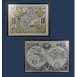 Two framed prints of maps