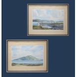 H J Woods - a pair of framed watercolours entitled 'Grass Point Isle of Mull' and Holy Island from