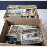 Two boxes of postcards