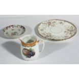 Two decorative plates and a Galashiels cream jug