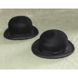 Two bowler hats makers names D M Dunlop North Bridge Edinburgh and R W Forsyth, Princess Street