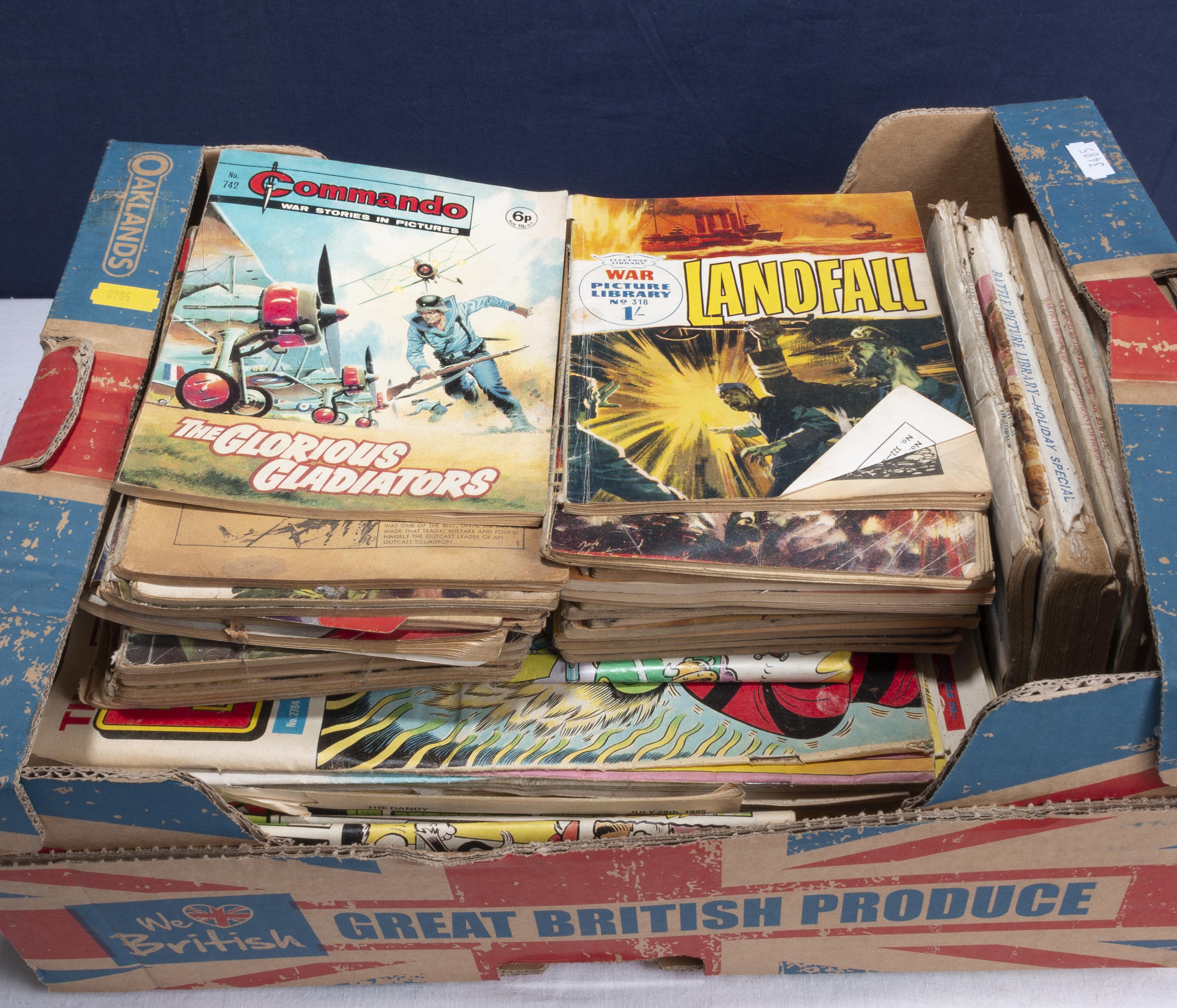 A box of vintage comic books